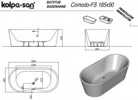 Ванна акрилова Kolpa San Comodo-FS 185x90 см білий/сірий 922910