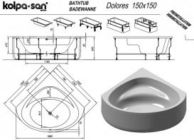 Ванна акриловая Kolpa San Dolores 150x150 см угловая белый 565200