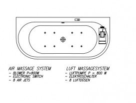 Ванна акрилова Kolpa San Dream-SP 170x75 см із системою повітряного масажу білий 577190