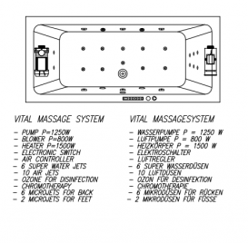 Ванна акрилова Kolpa San Elektra 190х90 см/О з масажною системою VITAL та білий панеллю 703470