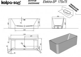 Ванна акрилова Kolpa San Elektra-SP 175x75 см білий 513490