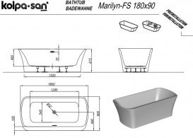 Ванна акрилова Kolpa San Marilyn-FS 180x90 см білий/чорний 593840