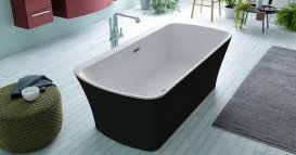 Ванна акриловая Kolpa San Marilyn-FS 180x90 см/MO с системой воздушного массажа отдельно стоящая белый/черный 592210