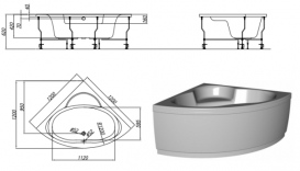 Ванна акрилова Kolpa-san Royal симетрично кутова білий 120х120 см 731184