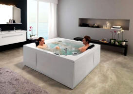 Ванна акриловая Kolpa San Samson 180х160 см/О с комбинированной (воздух+вода) массажной системой и 4 панелями белый 995480