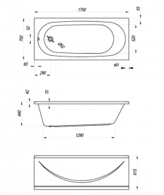 Ванна акриловая Kolpa-san Tamia 170x75 см прямоугольная белый 749981