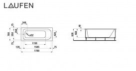 Ванна акрилова Laufen Solutions 170х70 см прямокутна вбудована білий H2225010000001