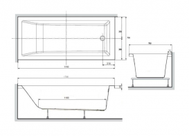 Ванна акриловая Novellini Calos 170x70 см прямоугольная белый C2117070A