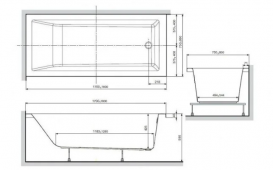 Ванна акрилова Novellini Calos 170x75 см прямокутна білий C2117075A