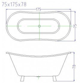 Ванна акриловая отдельно стоящая Volle 175x75 на ножках белый 12-22-314