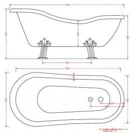 Ванна акрилова окремостояча ArtCeram Hermitage 170х80 см білий / бронза HEW001 72