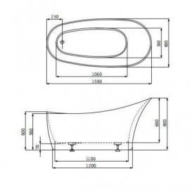 Ванна акриловая отдельностоящая Roca Dignity 159х70 с панелью белая A24T441000