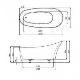 Ванна акриловая отдельностоящая Roca Dignity 159х70 с панелью белая A24T441000
