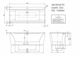 Ванна акрилова окремостояча Villeroy & Boch колекції Squaro Edge 12 180x80 біла UBQ180SQE7PDV-01