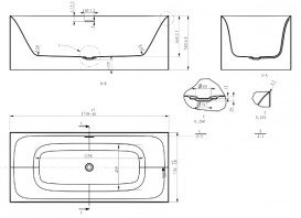Ванна акриловая отдельностоящая Volle 170х75 с лицевой панелью и сифоном cliсk-claсk белая 12-22-858