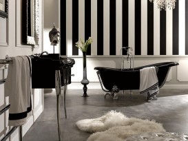 Ванна акриловая овальная Kerasan Retro на белых металлических ножках 170х77 чёрно-белая 105601