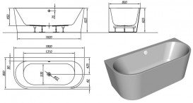 Ванна акриловая овальная пристенного монтажа Kolpa-San Dream-SP 180x80 см белый 570390