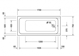 Ванна акриловая прямоугольная Duravit D-Code 170х75 белая 7001000000000000