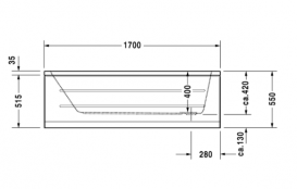 Ванна акриловая прямоугольная Duravit D-Code 170х75 белая 7001000000000000