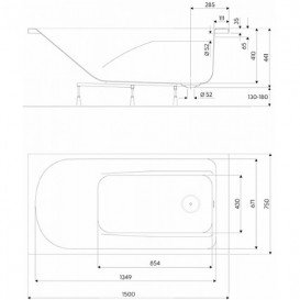 Ванна акрилова прямокутна Kolo Comfort Plus 150x75 з ніжками біла XWP1450000