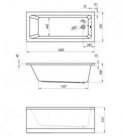 Ванна акриловая прямоугольная Kolpa-san коллекция Adela 160x70х45 740797