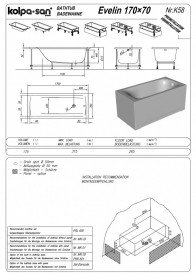 Ванна акрилова прямокутна Kolpa San Evelin 170x70 білий 593348