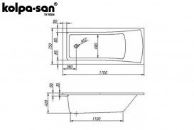 Ванна акрилова прямокутна Kolpa San Lambda 170x75 білий 501001