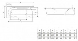 Ванна акрилова прямокутна PoolSpa колекція Lena 170Х70 білий PWP1A10ZD000000