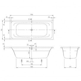 Ванна акрилова прямокутна Villeroy & Boch колекція Targa Style 170x75х48 UBA170FRA2V-01