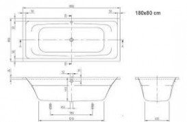 Ванна акриловая прямоугольная Villeroy&Boch коллекция Targa Style 180x80х48 UBA180FRA2V-01