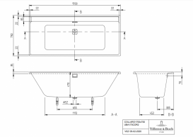Ванна акриловая прямоугольная Villeroy&Boch коллекция Collaro 170x75х47 белая UBA170COR2DV-01
