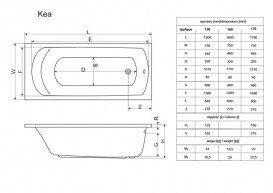 Ванна акриловая Radaway Kea 160x75 см с ножками белый WA1-04-160x075US