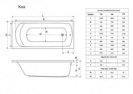Ванна акрилова Radaway Kea 160x75 см з ніжками білий WA1-04-160x075US