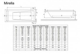 Ванна акриловая Radaway Mirella 170x70 см с ножками белый WA1-48-170x070S
