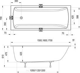 Ванна акриловая Ravak Classic II Slim 160х70 см белый CC41300000