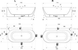 Ванна акриловая Ravak Freedom Corner II Tec L 175x86 см белый/розовый CC91600000