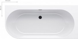 Ванна акриловая Ravak Freedom Corner R 170x80 угловая правая белый слив черный XC00100042