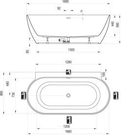 Ванна акриловая Ravak Freedom Wall II Tec 170x87 см белый/белый матовый CC71800000