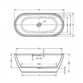 Ванна акриловая Riho Inspire Velvet овальная 160x75 белый матовый BD1010500000000
