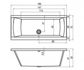 Ванна акрилова Riho Julia прямокутна 160x70 білий BA7100500000000