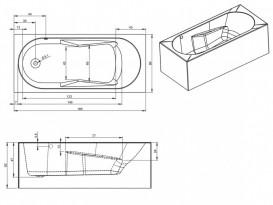 Ванна акрилова Riho Lazy Plug & Play прямокутна 180x80 ліва з панеллю BD7800500000000