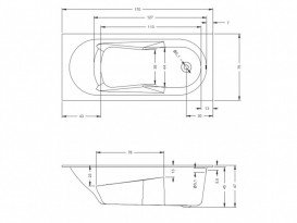 Ванна акриловая Riho Lazy прямоугольная 170x75 белый BC3800500000000