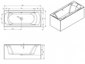 Ванна акрилова Riho Linares Plug & Play 160x70 права з панеллю BD5100500000000