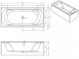 Ванна акрилова Riho Linares Plug & Play 200x90 права з панеллю BD5900500000000