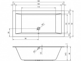 Ванна акрилова Riho Lugo прямокутна 180x90 білий BT0300500000000