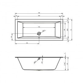 Ванна акриловая Riho Lugo Velvet прямоугольная 170x75 белый матовый BT0110500000000