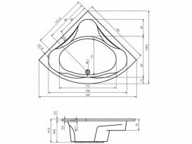 Ванна акриловая Riho Neo угловая 140x140 белый BC3400500000000