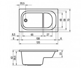 Ванна акриловая Riho Petit прямоугольная 120x70 белый BZ2500500000000