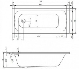 Ванна акриловая Riho Rima прямоугольная 160х70 белый BB3000500000000