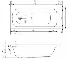 Ванна акрилова Riho Rima прямокутна 160х70 білий BB3000500000000